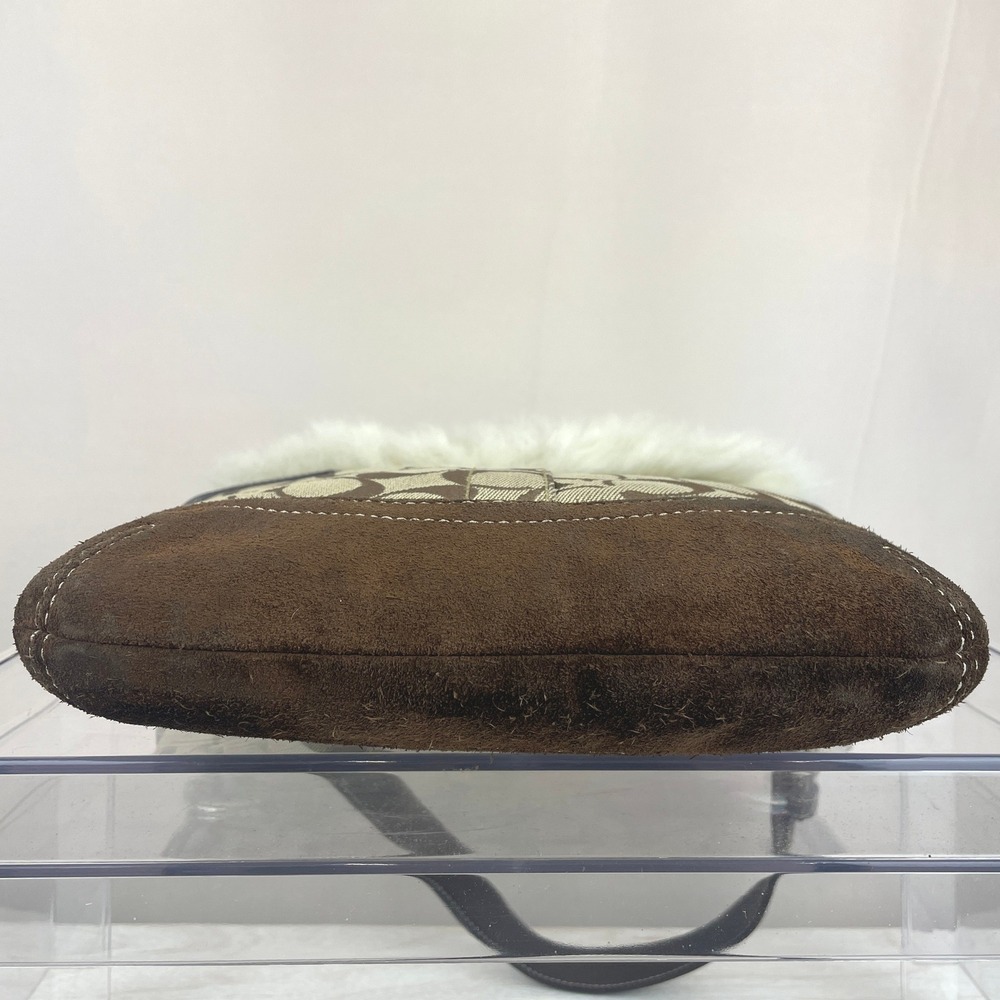 Vintage Y2K COACH Signature Shearling Fur Canvas Monogram Logo Bag 8K47 Dust Bag - Picture 5 of 9